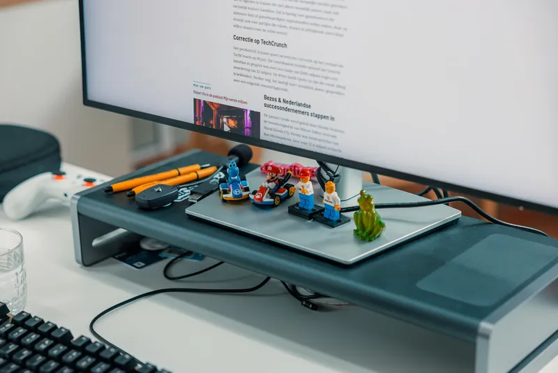 Lego on the monitor stand