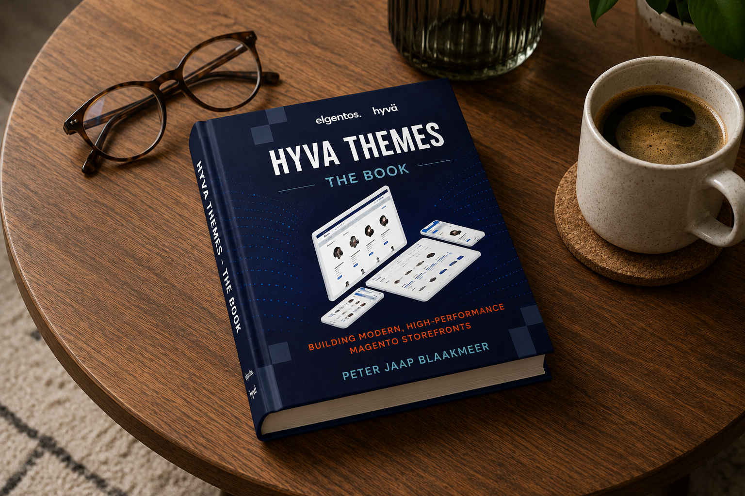 Hyvä Themes — The Book op een salontafel